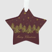 輝く金ゴールドクリスマスツリー、月、赤に星 オーナメント (裏面)