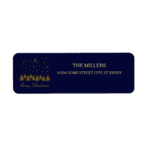 輝く金ゴールドクリスマスツリー、月、青に星