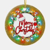 輝く金ゴールドクリスマス球根メリークリスマス セラミックオーナメント (正面)
