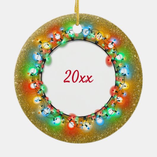 輝く金ゴールドクリスマス球根メリークリスマス セラミックオーナメント (裏面)