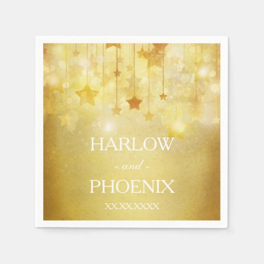 輝く金ゴールドス結婚ターズ・ナプキン スタンダードカクテルナプキン (正面)