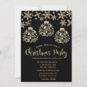 輝く金ゴールドボール雪の結晶のクリスマ企業のス 招待状 (正面)