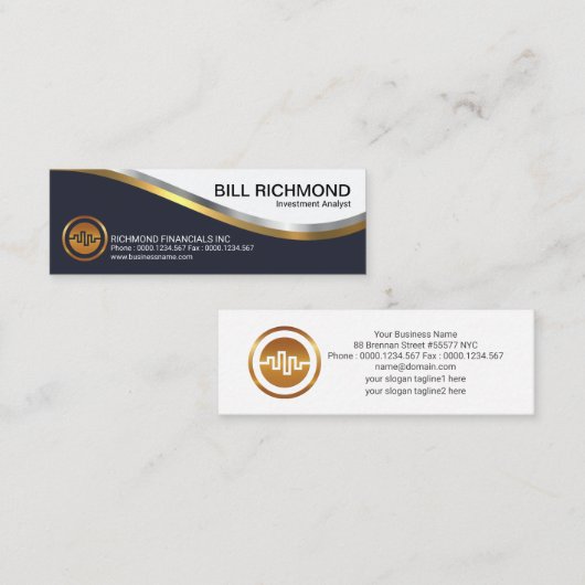 輝く金ゴールド銀投資の波 スキニー名刺 (正面/裏面)