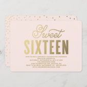 輝く金ゴールド |Sweet sixteen招待状 招待状 (正面/裏面)