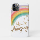 輝く金箔と「あなたは素晴らしい」メッセージの虹 Case-Mate iPhoneケース (裏)