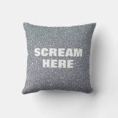 輝く銀のダイヤモンドでここで叫ぶ クッション (裏面)