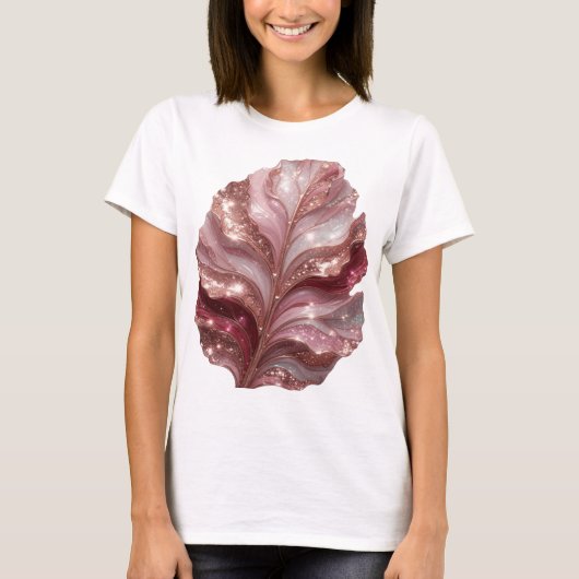 輝く銀の葉のアイコン印刷 Tシャツ (正面)