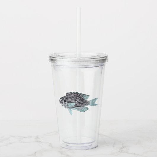 輝く銀の魚 アクリルタンブラー (正面)