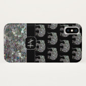 輝く銀色のモザイクラメ象モノグラム Case-Mate iPhoneケース (裏面(横))