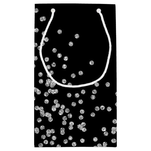 輝く銀色の星が擬人化される スモールペーパーバッグ (裏面)