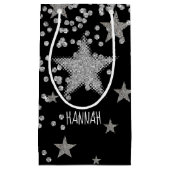 輝く銀色の星が擬人化される スモールペーパーバッグ (正面)