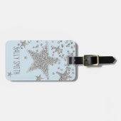 輝く銀色の星が擬人化される ラゲッジタグ (正面横)