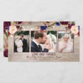 輝く開花素朴カントリーウェディング サンキューカード (正面/裏面)