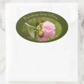 輝く雨滴のピンクの芍薬の花 CC1044 楕円形シール (バッグ)