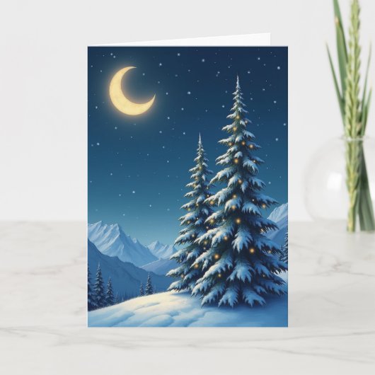 輝く雪のクリスマスの夜 カード (正面)