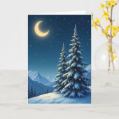 輝く雪のクリスマスの夜 カード (黄色い花)