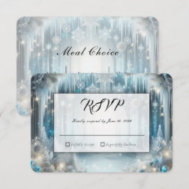 輝く雪の森の結婚式 出欠カード