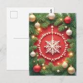 🎄輝く雪の結晶のオーナメント 優雅なクリスマス ポストカード (正面/裏面)