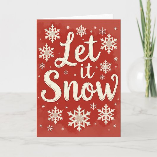輝く雪の結晶のクリスマスカード Let It Snow カード (正面)
