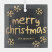 輝く雪の結晶カスタム飾り ガラスオーナメント (正面)