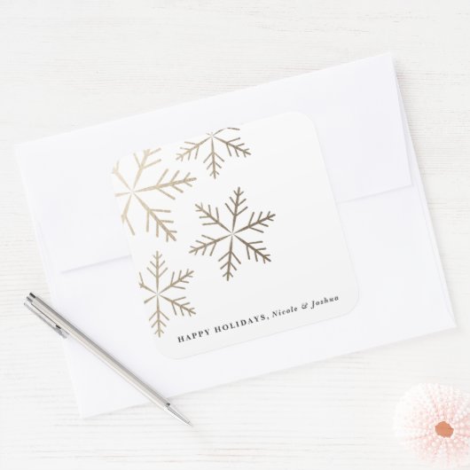 輝く雪フェイク片ホイル スクエアシール (封筒)