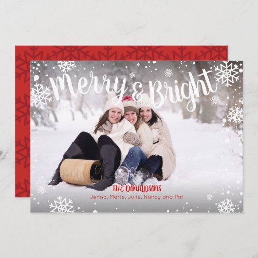 輝く雪メリー片の白いクリスマスカード シーズンカード (正面/裏面)