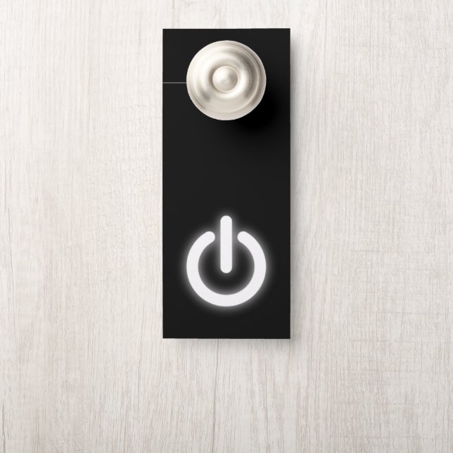 輝く電源オン記号が面白い ドアノブサイン (ノブ)