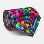 輝く青々としたネオンはっきりしたの花 ネクタイ (ロール)