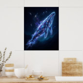 輝く青いクジラの宇宙の深みアート ポスター (キッチン)