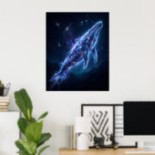 輝く青いクジラの宇宙の深みアート ポスター (ホームオフィス)