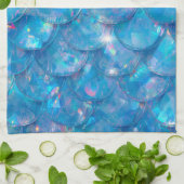 輝く青い人魚のプリント キッチンタオル (折り畳み)
