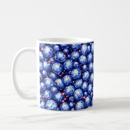 輝く青い宝石の模様 コーヒーマグカップ (左)