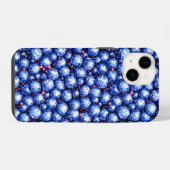 輝く青い宝石の模様 iPhoneケース (裏面横)