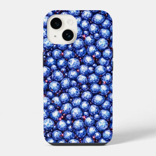 輝く青い宝石の模様 iPhoneケース (裏面)
