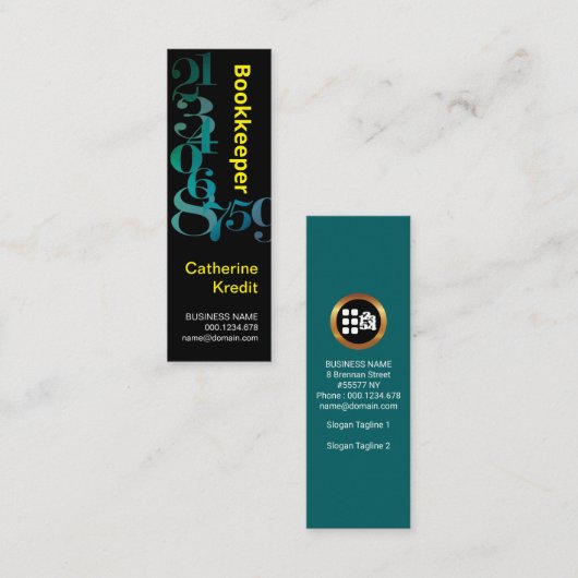 輝く青い数字の簿記 スキニー名刺 (正面/裏面)