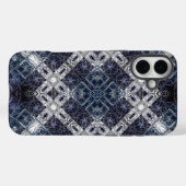 輝く青と白の幾何学格子 Case-Mate iPhoneケース (裏面 (横))