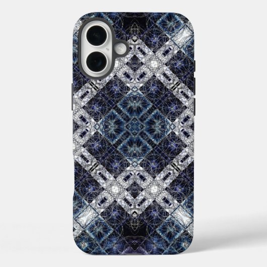 輝く青と白の幾何学格子 Case-Mate iPhoneケース (裏面)