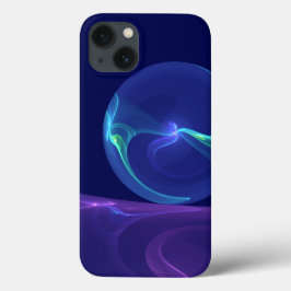 輝く青紫の夢の抽象的フラクタルアート iPhone 13ケース
