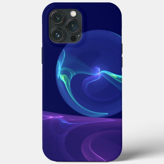 輝く青紫の夢の抽象的フラクタルアート Case-Mate iPhoneケース (裏面)