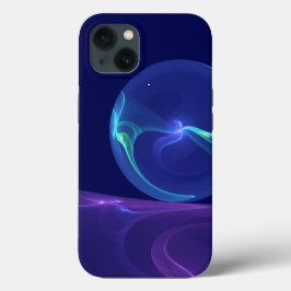 輝く青紫の夢の抽象的フラクタルアート iPhone 13ケース