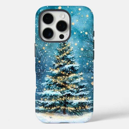 輝く静かな夜 クリスマスの森のツリー Case-Mate iPhoneケース (裏面)