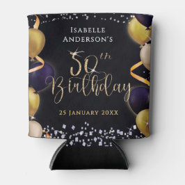 輝く風船 50歳の誕生日 ブラック 缶クーラー