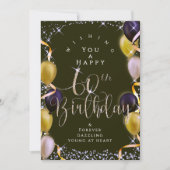 輝く風船 60歳の誕生日 ブラック カード (正面)