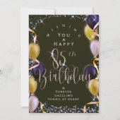 輝く風船 85歳の誕生日おめでとう ブラック カード (正面)