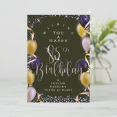 輝く風船 85歳の誕生日おめでとう ブラック カード (スタンド正面)