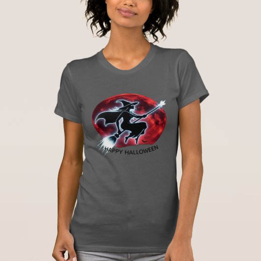 輝く魔女が飛ぶ赤い月Tシャツ Tシャツ (正面)