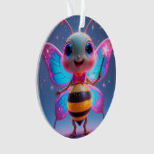 輝く魔法の蜂のキャラクター、羽がきらめく オーナメント (正面)