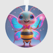 輝く魔法の蜂のキャラクター、羽がきらめく オーナメント (裏面)