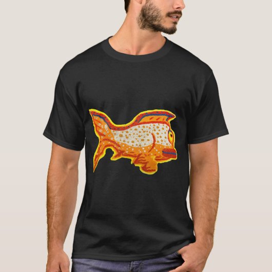 輝く魚 (キャンバスにペイントペンで描かれた) Tシャツ (正面)