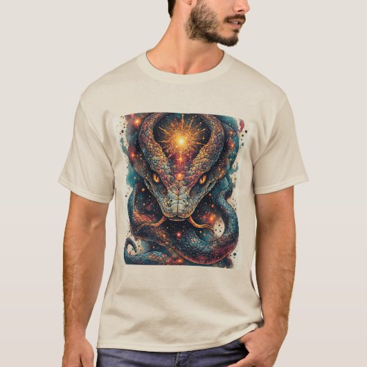 輝く鱗を持つ宇宙の蛇 Tシャツ (正面)